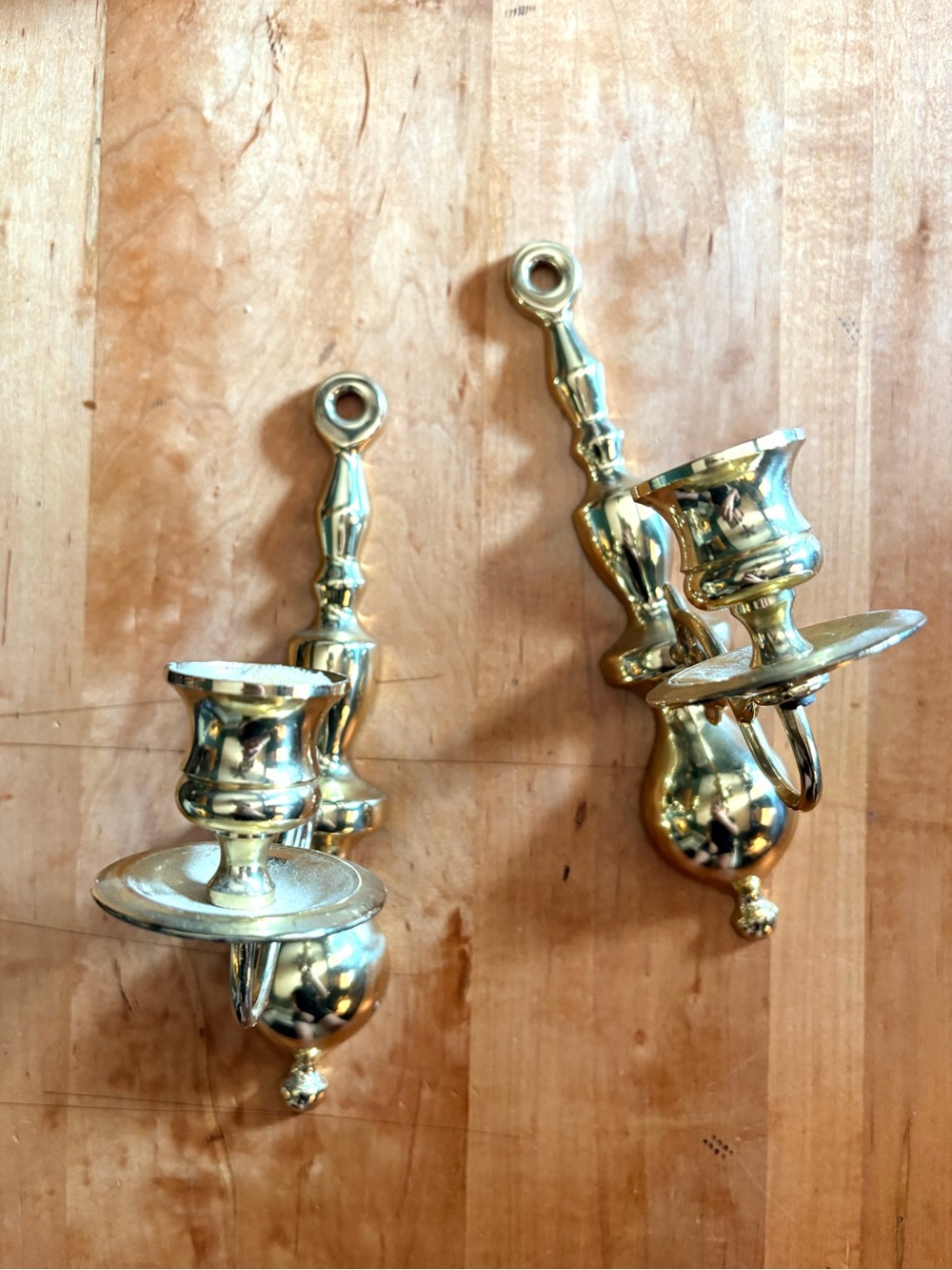 Pair of Vintage Brass Candlestick Holder Sconces